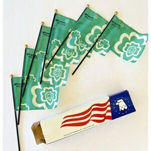 Girl Scout 100 Anniversary Collectible Flag Lot of 6 Flags w/box GSUSA 1912-2012